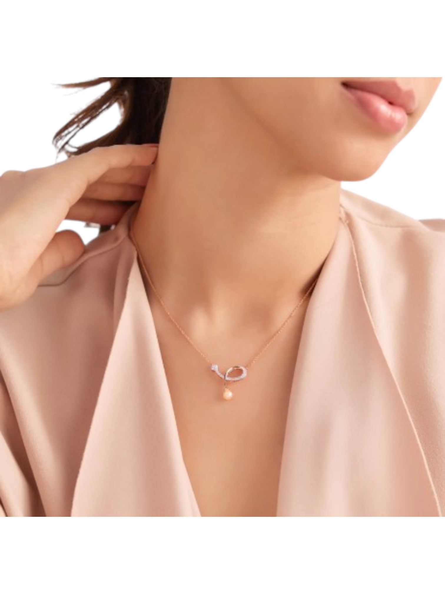 Minimal Twisted Design 925 Sterling Silver CZ Stones Gold Plated Pendant With Chain For Women By Kesardeep